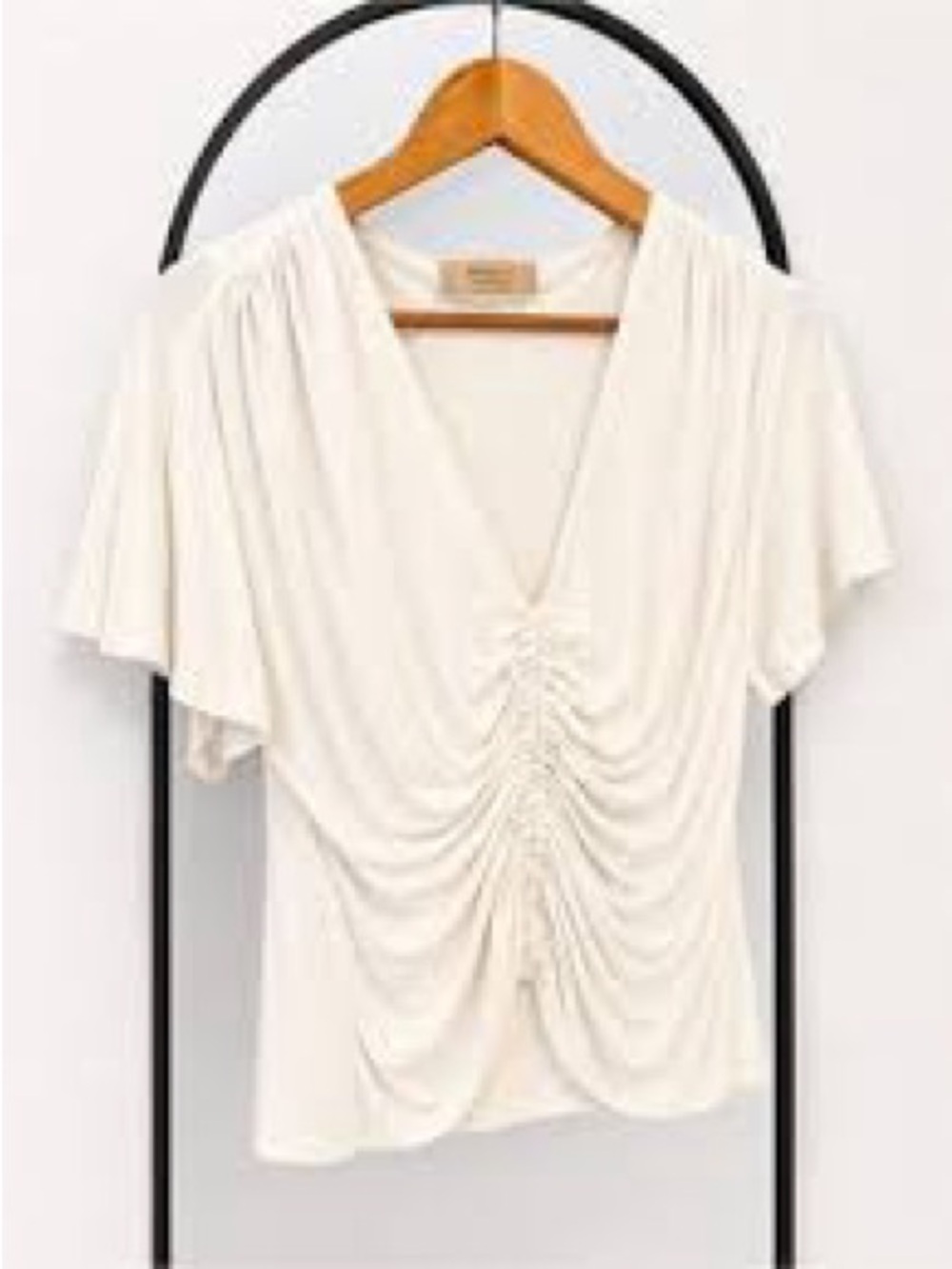 NWT Bailey 44 Claudia White Rouche V-Neck Cotton Shirt Small Womens
